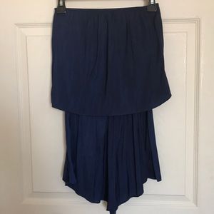 Navy Silky Strapless Romper - S